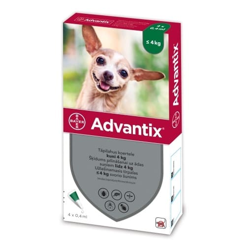 Advantix pretblusu pilieni suņiem līdz 4 kg 40/200 mg N4